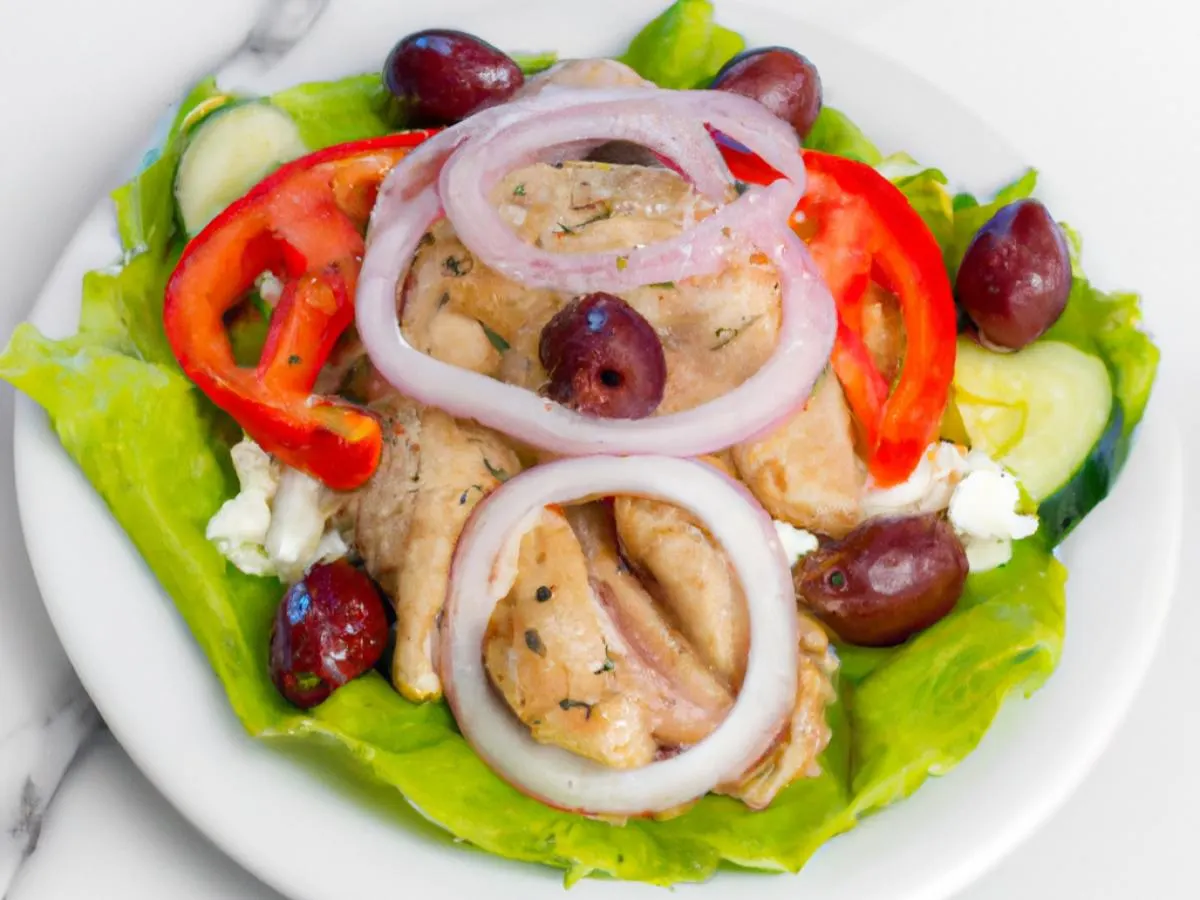 Individual Mediterranean Salad with Chicken Gyro Meat (Dairy-Free) Individual Mediterranean Salad with Chicken Gyro Meat (Dairy-Free)