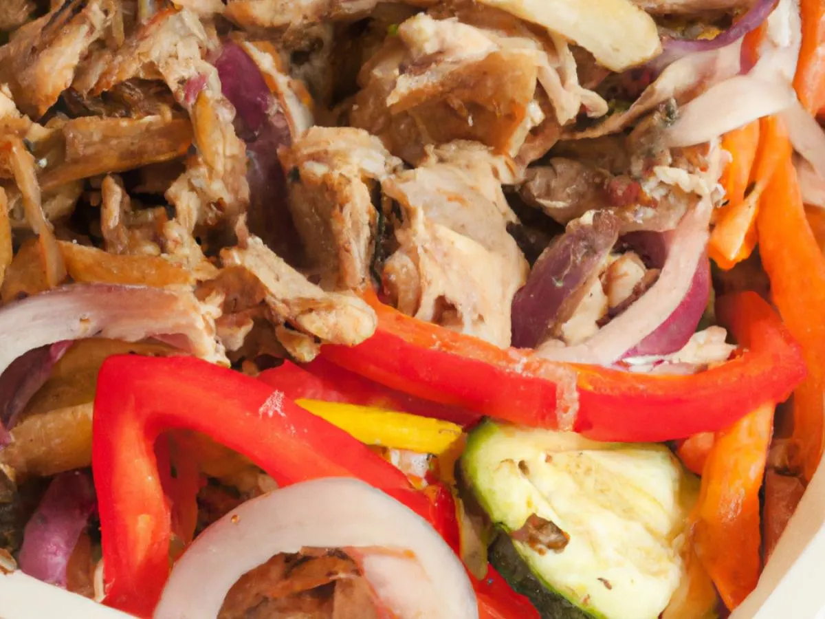 Mix Gyro Meat Plate with Roasted Vegetables & Mediterranean Salad (GF,DF) Mix Gyro Meat Plate with Roasted Vegetables & Mediterranean Salad (GF,DF)