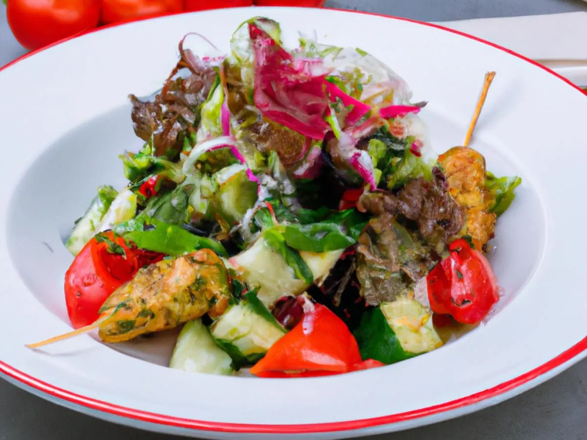 Individual Greek Salad with Chicken Kebab Individual Greek Salad with Chicken Kebab