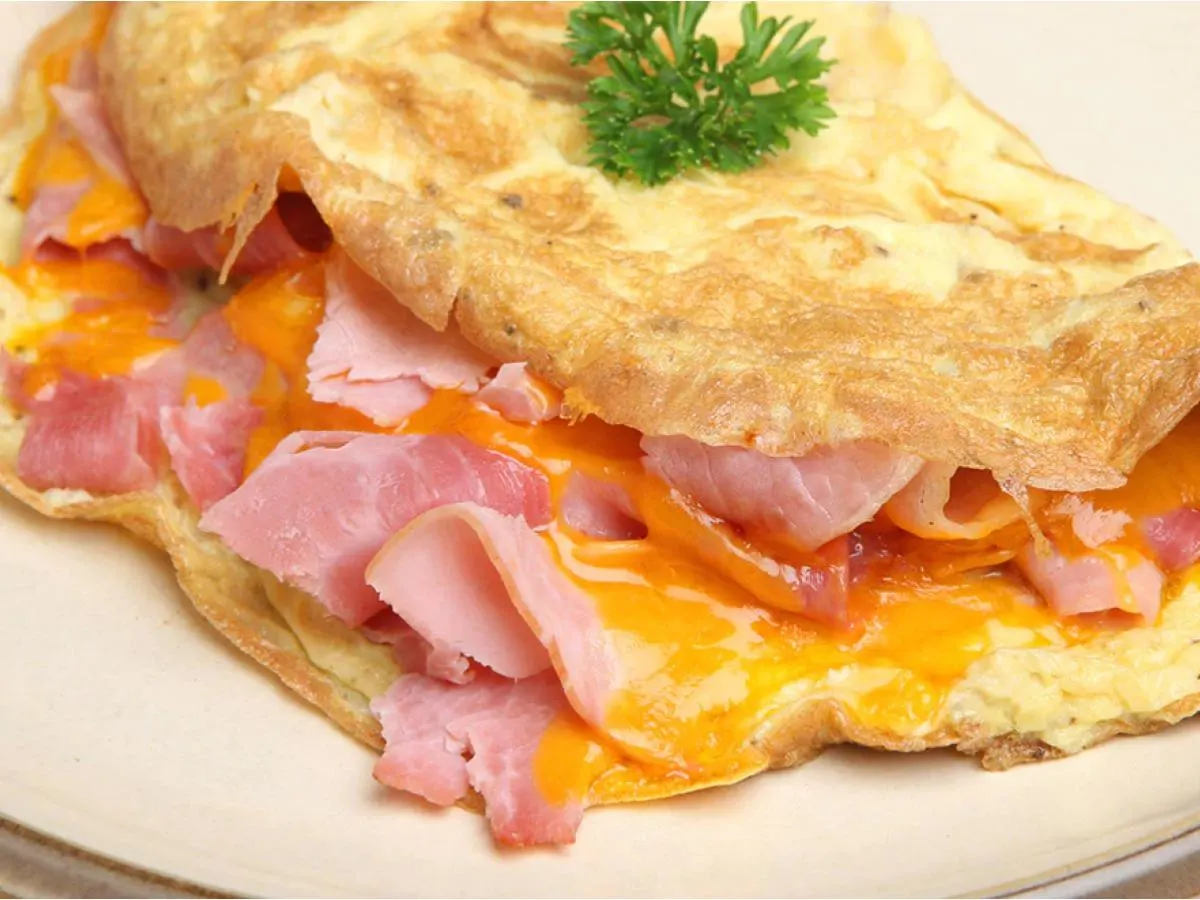 Turkey "Bacon", Egg, and Cheese Omelette Turkey "Bacon", Egg, and Cheese Omelette