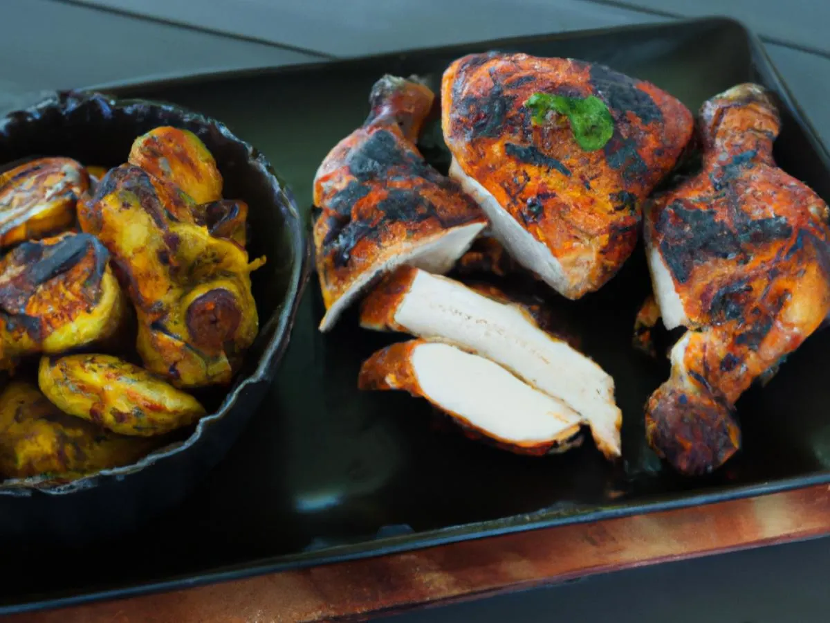 Lemon Herb Grilled Chicken Served with Crushed Cajun Potato & Sweet Plantain Casserole Lemon Herb Grilled Chicken Served with Crushed Cajun Potato & Sweet Plantain Casserole