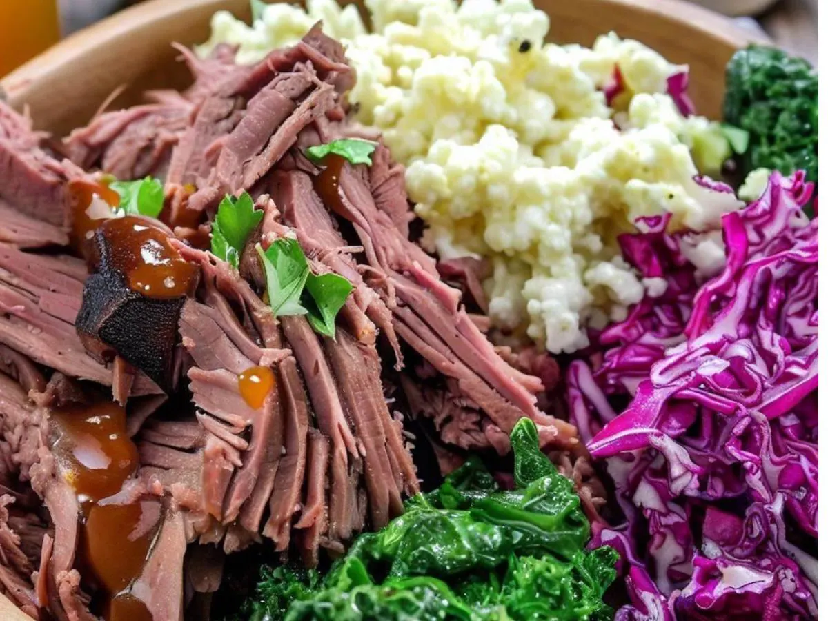 Macro Bowl: Double Beef, Kale Slaw, Cauliflower Rice, avocado goddess Macro Bowl: Double Beef, Kale Slaw, Cauliflower Rice, avocado goddess