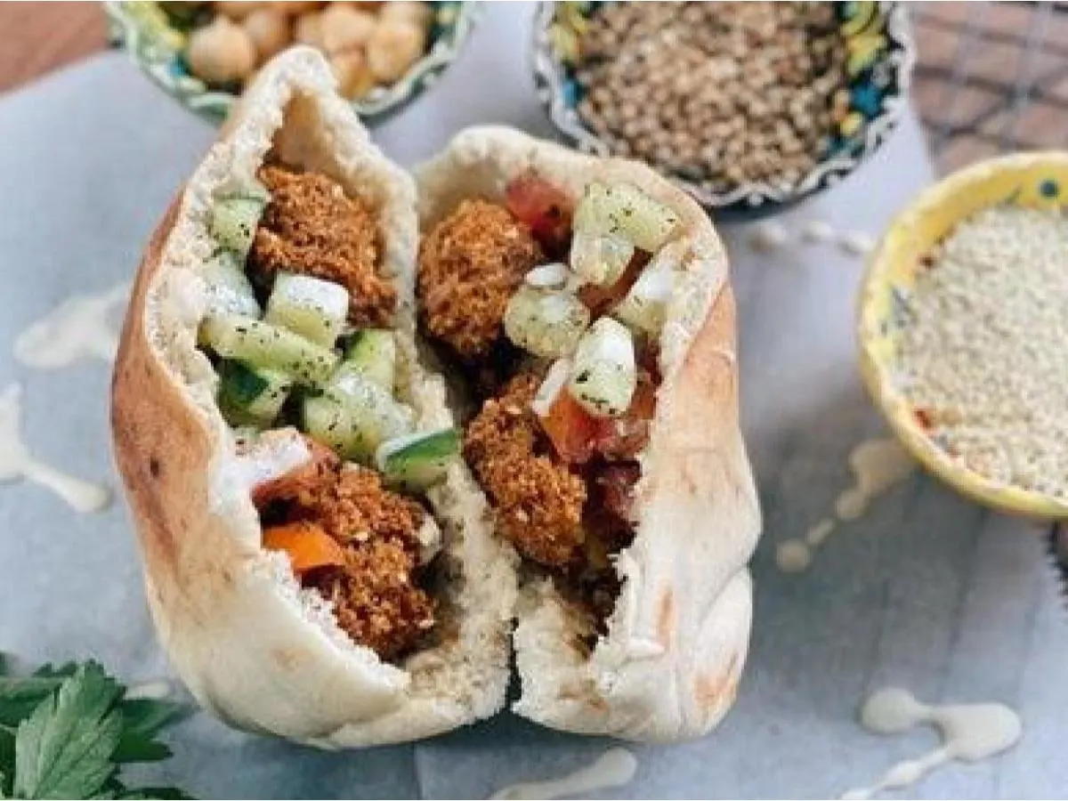 Falafel Sandwich with Fattoush Salad Falafel Sandwich with Fattoush Salad