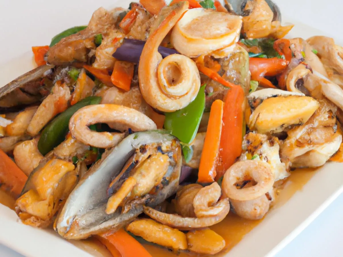 Mixed Seafood with Healthy Ginger Sauce Mixed Seafood with Healthy Ginger Sauce
