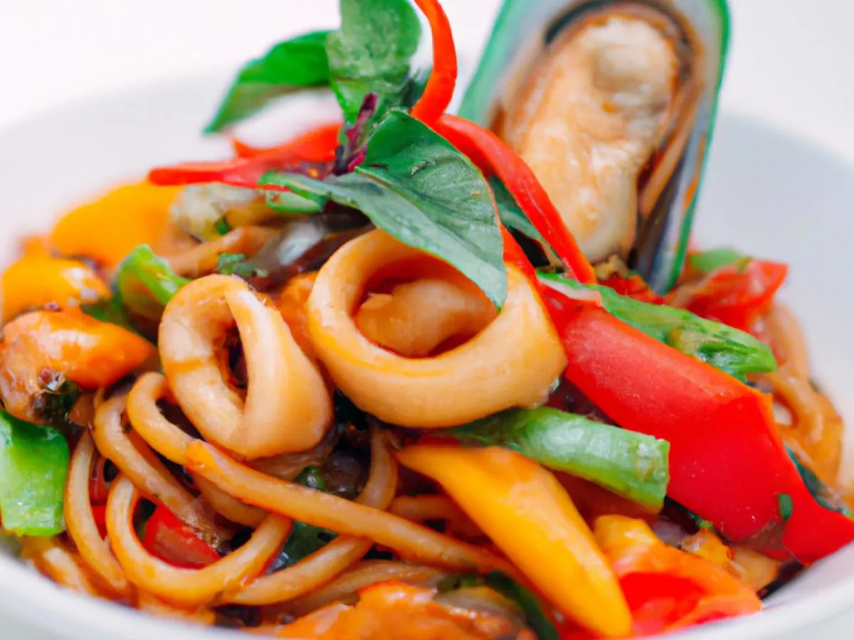 Small Spicy Drunken Udon Noodle with Mixed Seafood (Squid, Shrimp and Mussels) Small Spicy Drunken Udon Noodle with Mixed Seafood (Squid, Shrimp and Mussels)