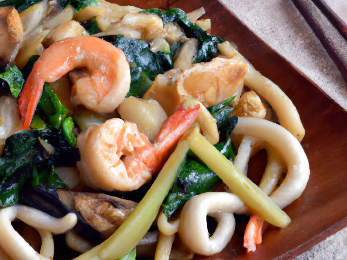 Small Black Udon Noodle with Mixed Seafood (Squid, Shrimp and Mussels) Small Black Udon Noodle with Mixed Seafood (Squid, Shrimp and Mussels)