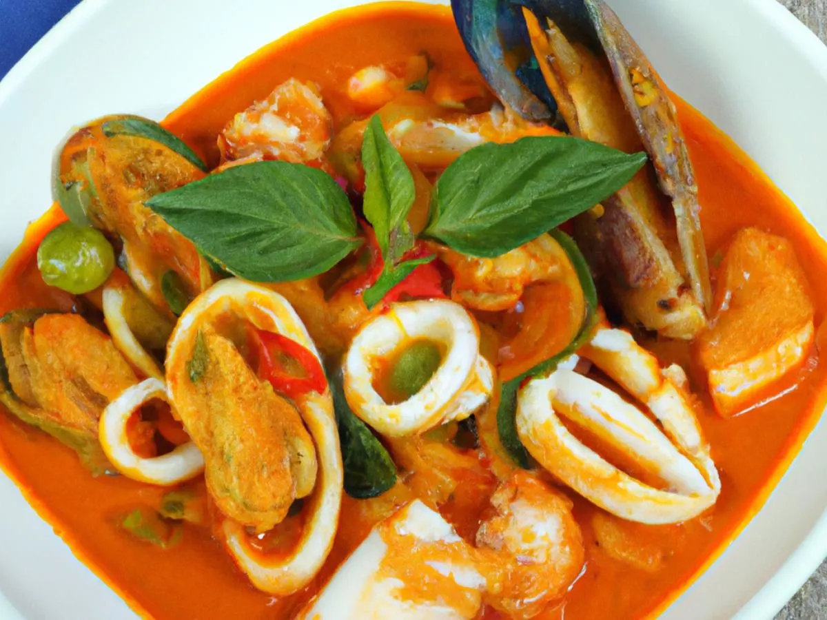 Small Red Curry with Mixed Seafood (squid, Shrimp and Mussels) Small Red Curry with Mixed Seafood (squid, Shrimp and Mussels)