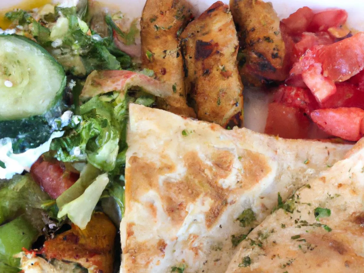 Chicken Shawarma with Mediterranean Salad and Baklava Chicken Shawarma with Mediterranean Salad and Baklava