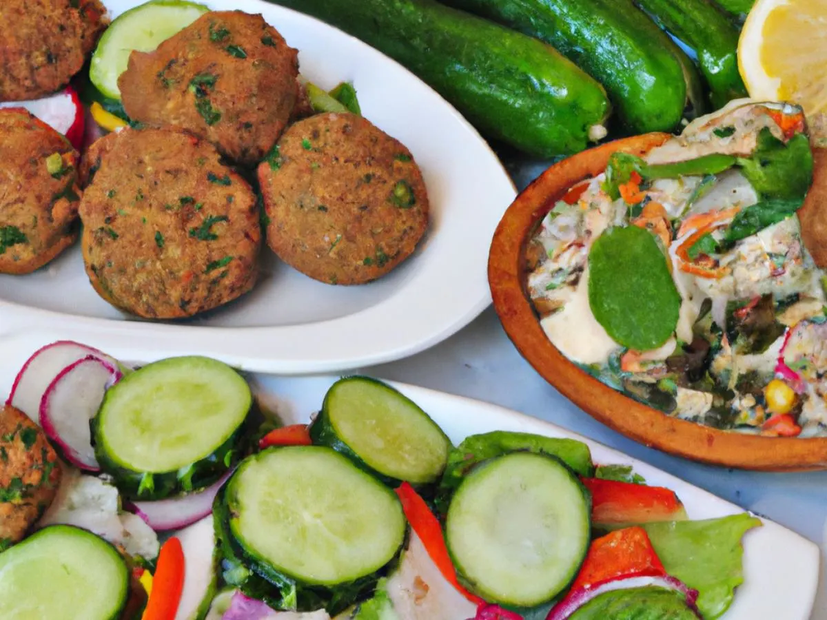 Falafel with Mediterranean Salad and Tabouli Salad Falafel with Mediterranean Salad and Tabouli Salad