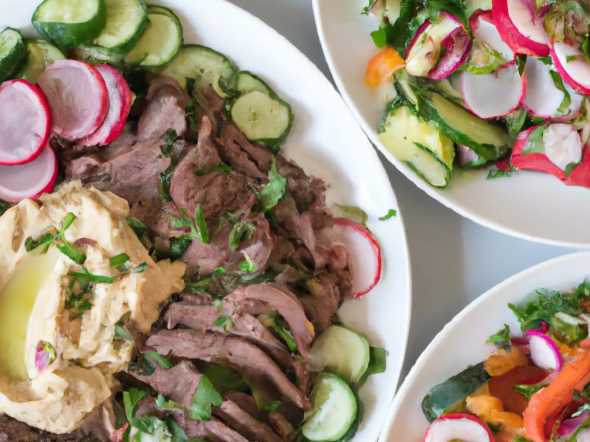 Steak Shawarma with Mediterranean Salad and Tabouli Salad Steak Shawarma with Mediterranean Salad and Tabouli Salad