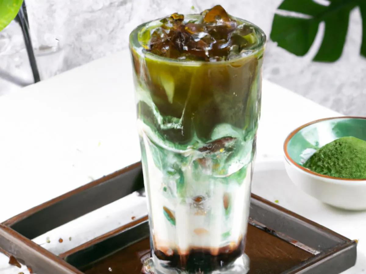 50% Sweetness Green Milk Tea w/Lychee Jelly 50% Sweetness Green Milk Tea w/Lychee Jelly