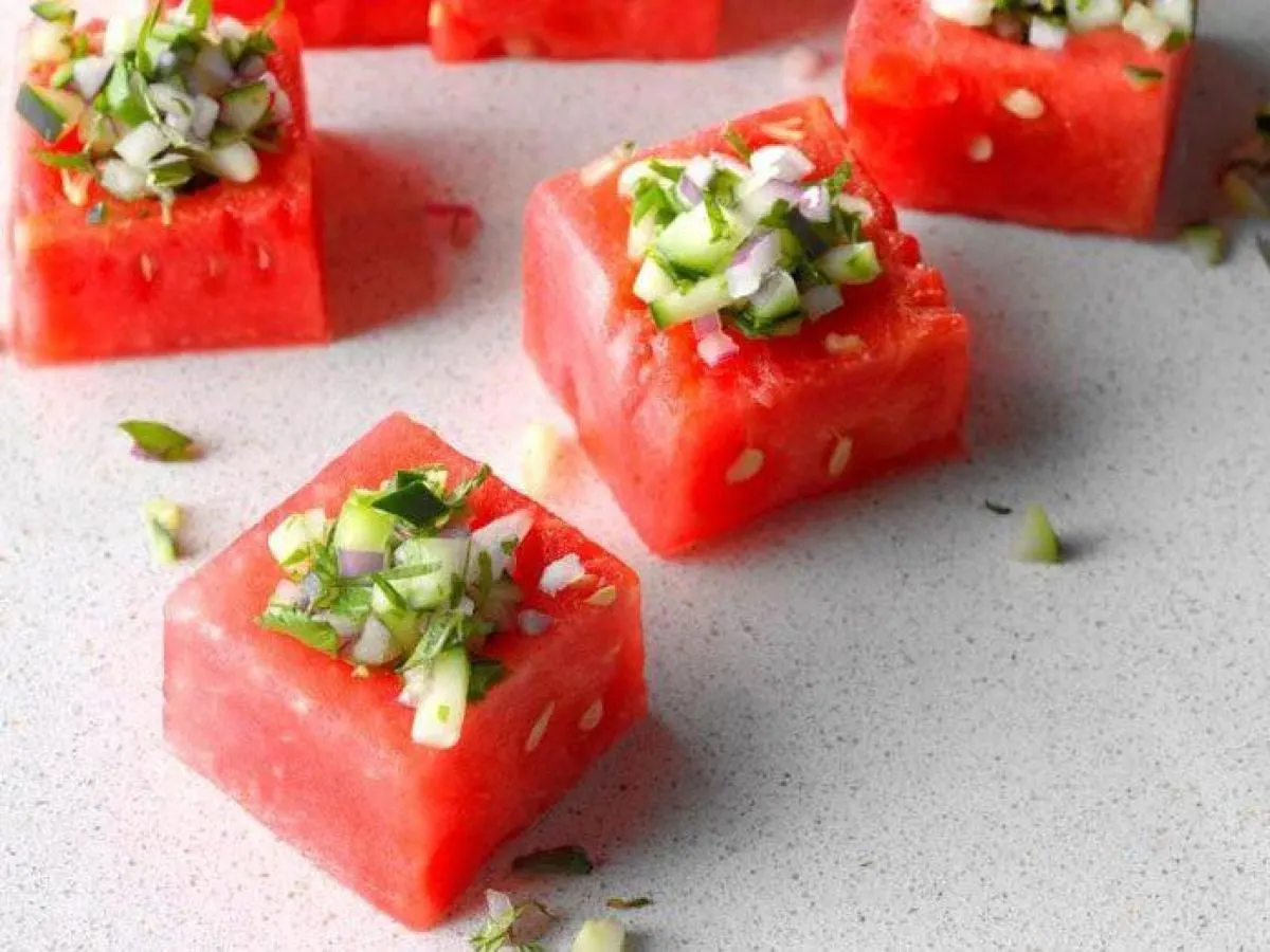 Watermelon Cups with Cucumber Salad Watermelon Cups with Cucumber Salad