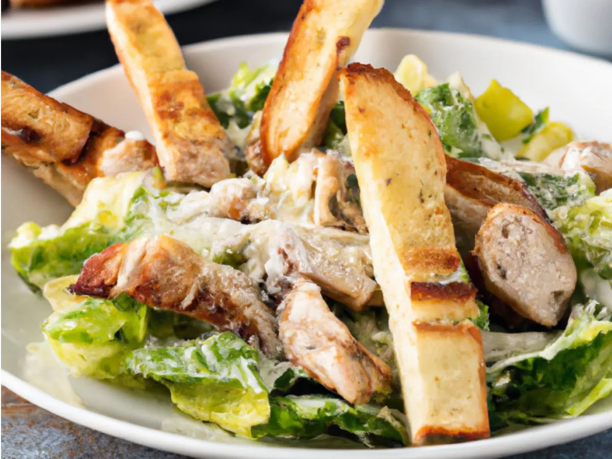 Caesar Salad with Chicken Souvlaki and Vinaigrette & Pita Caesar Salad with Chicken Souvlaki and Vinaigrette & Pita