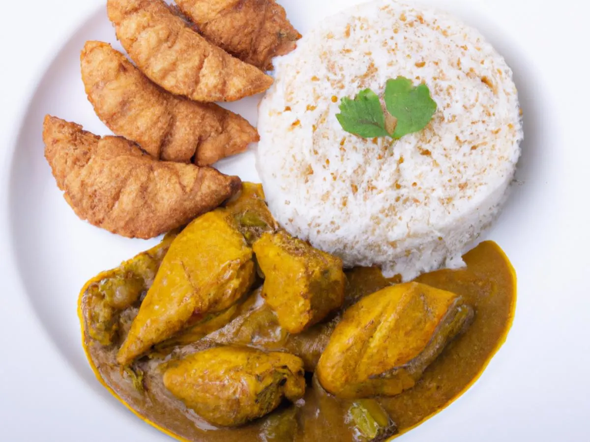 Chicken Curry with Basmati Rice and Vegan Samosa Chicken Curry with Basmati Rice and Vegan Samosa