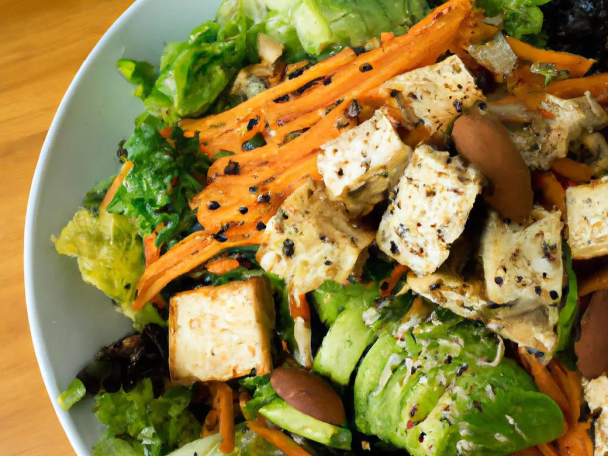 Tokyo Supergreens with Organic Sesame Tofu Salad with a Bag of Chips and a Chocolate Chip Cookie Tokyo Supergreens with Organic Sesame Tofu Salad with a Bag of Chips and a Chocolate Chip Cookie