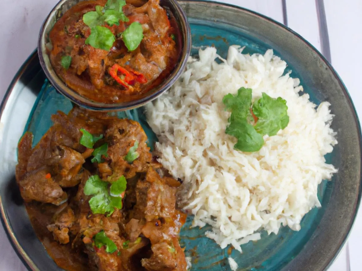 Lamb Vindaloo with Basmati Rice and Gobi Lamb Vindaloo with Basmati Rice and Gobi