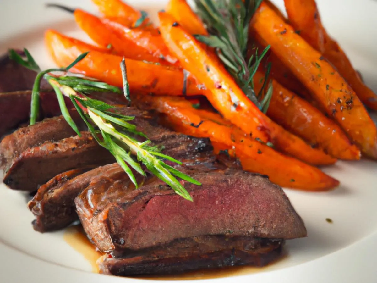 Rosemary NY Strip Steak Served with Roasted Sweet Potato & Roasted Carrots Rosemary NY Strip Steak Served with Roasted Sweet Potato & Roasted Carrots