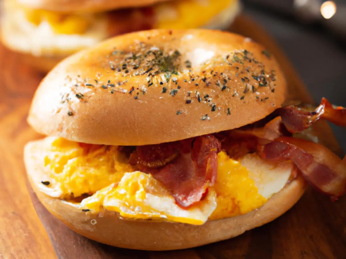 Turkey Bacon, Egg and American Cheese on a Bagel Turkey Bacon, Egg and American Cheese on a Bagel