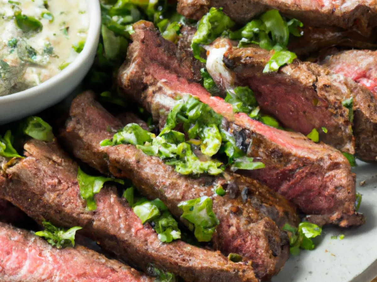 Skirt Steak with Cilantro Garlic Sauce Skirt Steak with Cilantro Garlic Sauce