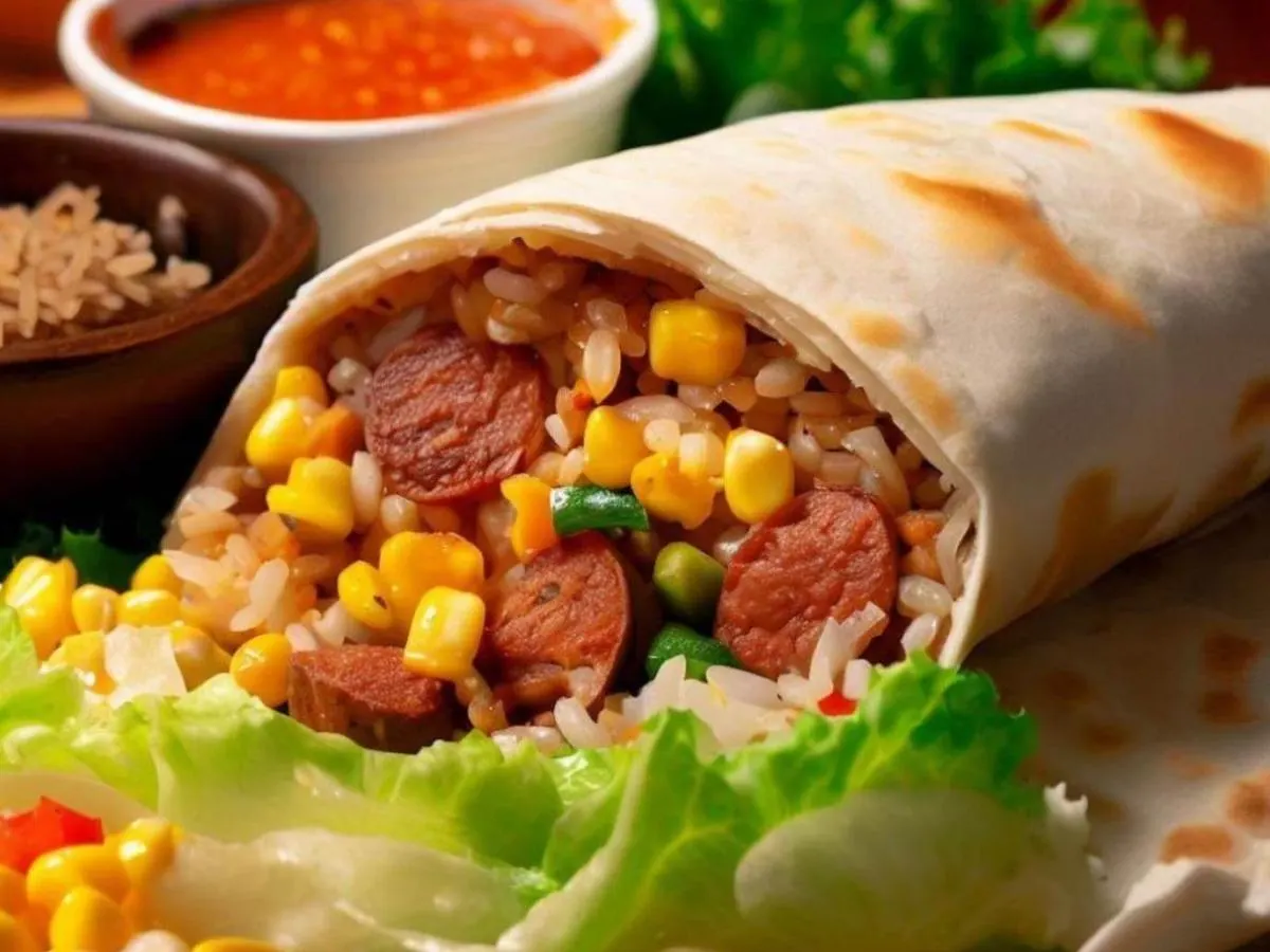 Brazilian Sausage Burrito with Pinto Beans Brazilian Sausage Burrito with Pinto Beans