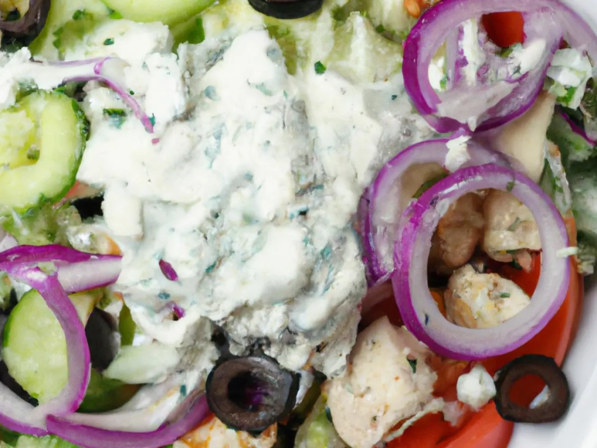 Greek Salad w/ Diced Chicken and Ranch Dressing Greek Salad w/ Diced Chicken and Ranch Dressing