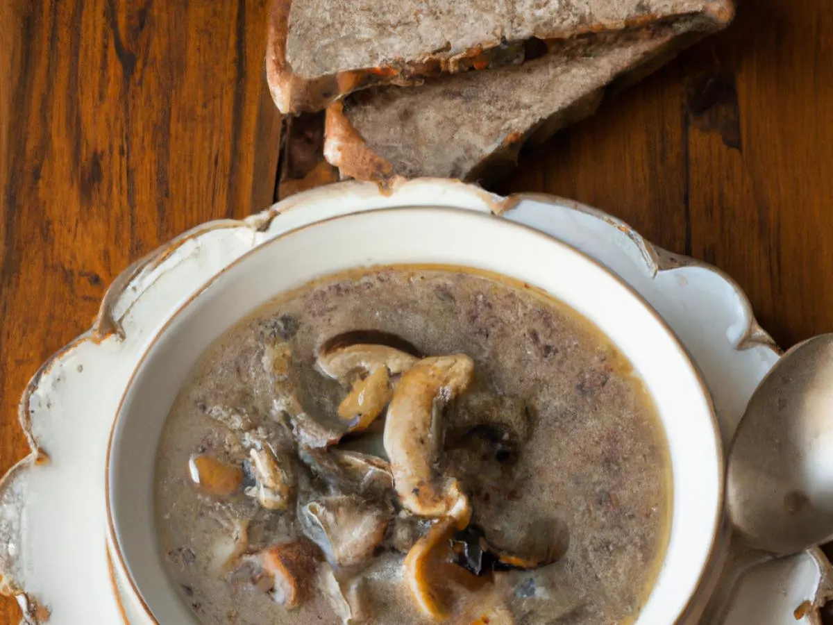 8oz Mushroom Barley Soup with Rye Bread 8oz Mushroom Barley Soup with Rye Bread