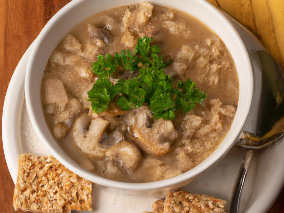8oz Mushroom Barley Soup with Saltines 8oz Mushroom Barley Soup with Saltines