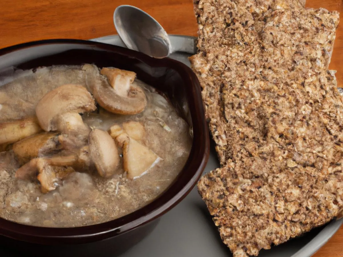 8oz Mushroom Barley Soup with Rye Bread and Saltines 8oz Mushroom Barley Soup with Rye Bread and Saltines