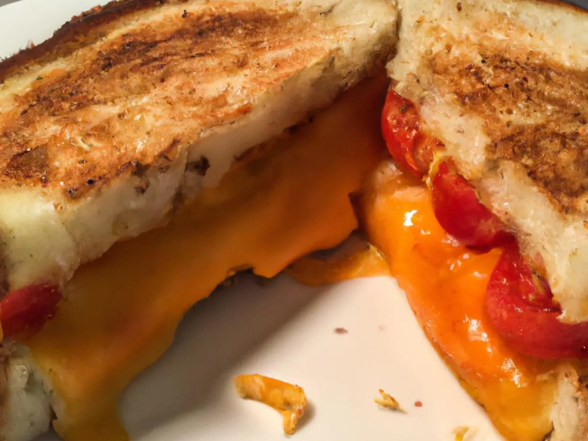 Grilled Cheese & Tomato with Cheddar Cheese on Sourdough Bread Grilled Cheese & Tomato with Cheddar Cheese on Sourdough Bread