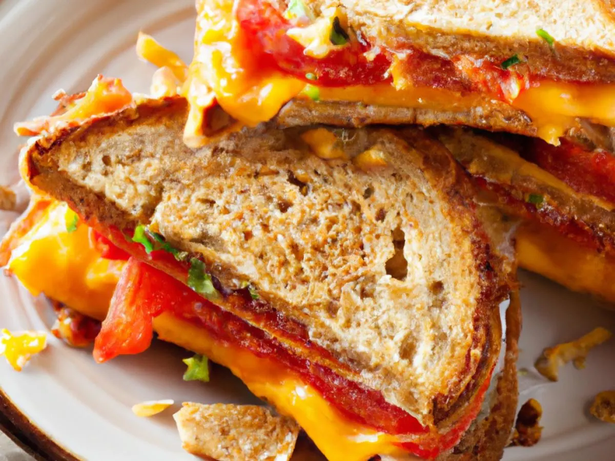 Grilled Cheese, Tomato & Bacon with Cheddar Cheese on Wheat Bread Grilled Cheese, Tomato & Bacon with Cheddar Cheese on Wheat Bread