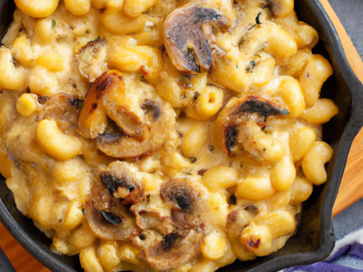 Small Mac N Cheese with Grilled Mushrooms and Grilled Onions Small Mac N Cheese with Grilled Mushrooms and Grilled Onions