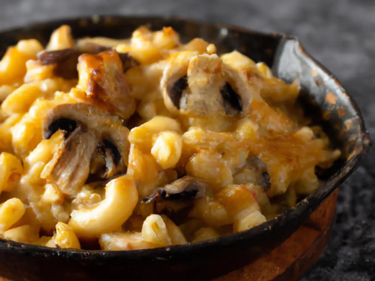 Large Mac N Cheese with Grilled Mushrooms and Grilled Onions Large Mac N Cheese with Grilled Mushrooms and Grilled Onions