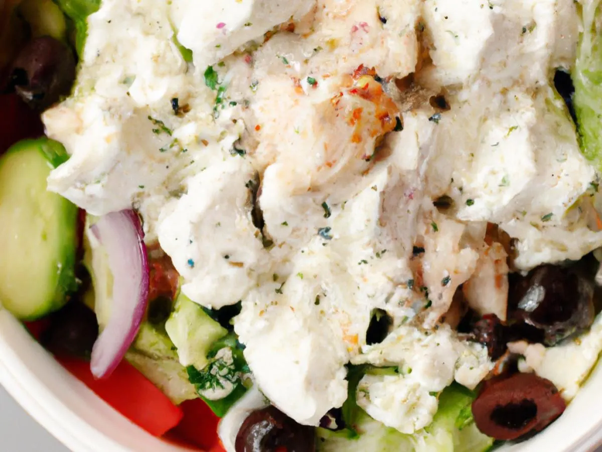 Greek Salad w/ Diced Chicken and Ranch Dressing Greek Salad w/ Diced Chicken and Ranch Dressing