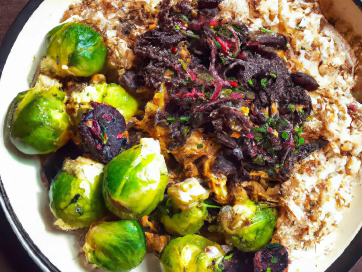 Vegan Duxelles Served with Rosemary Jasmine Rice & Chili Crisp Brussels Sprouts Vegan Duxelles Served with Rosemary Jasmine Rice & Chili Crisp Brussels Sprouts