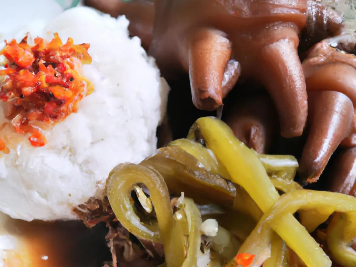 Marinated Pig Feet & Celery With Dry Chili served with White Rice Marinated Pig Feet & Celery With Dry Chili served with White Rice