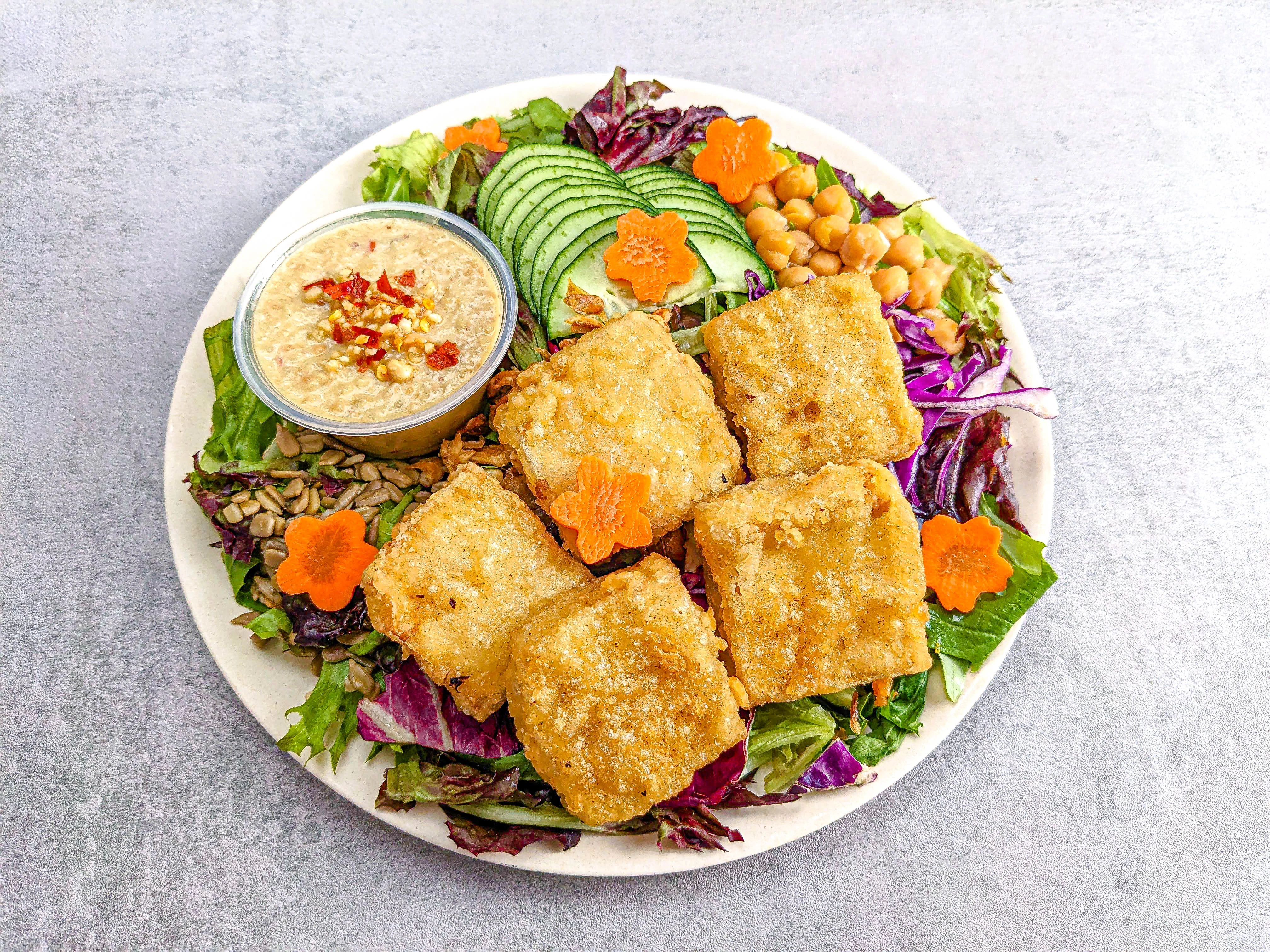 Coconut-Peanut Fried Tofu Salad