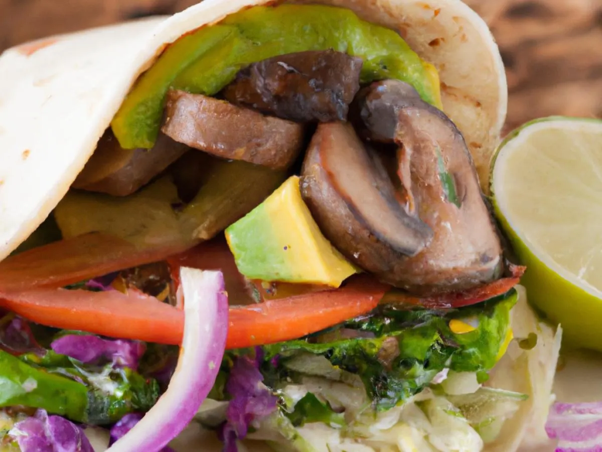 Portobello Guacamole Greens Salad Wrap Portobello Guacamole Greens Salad Wrap