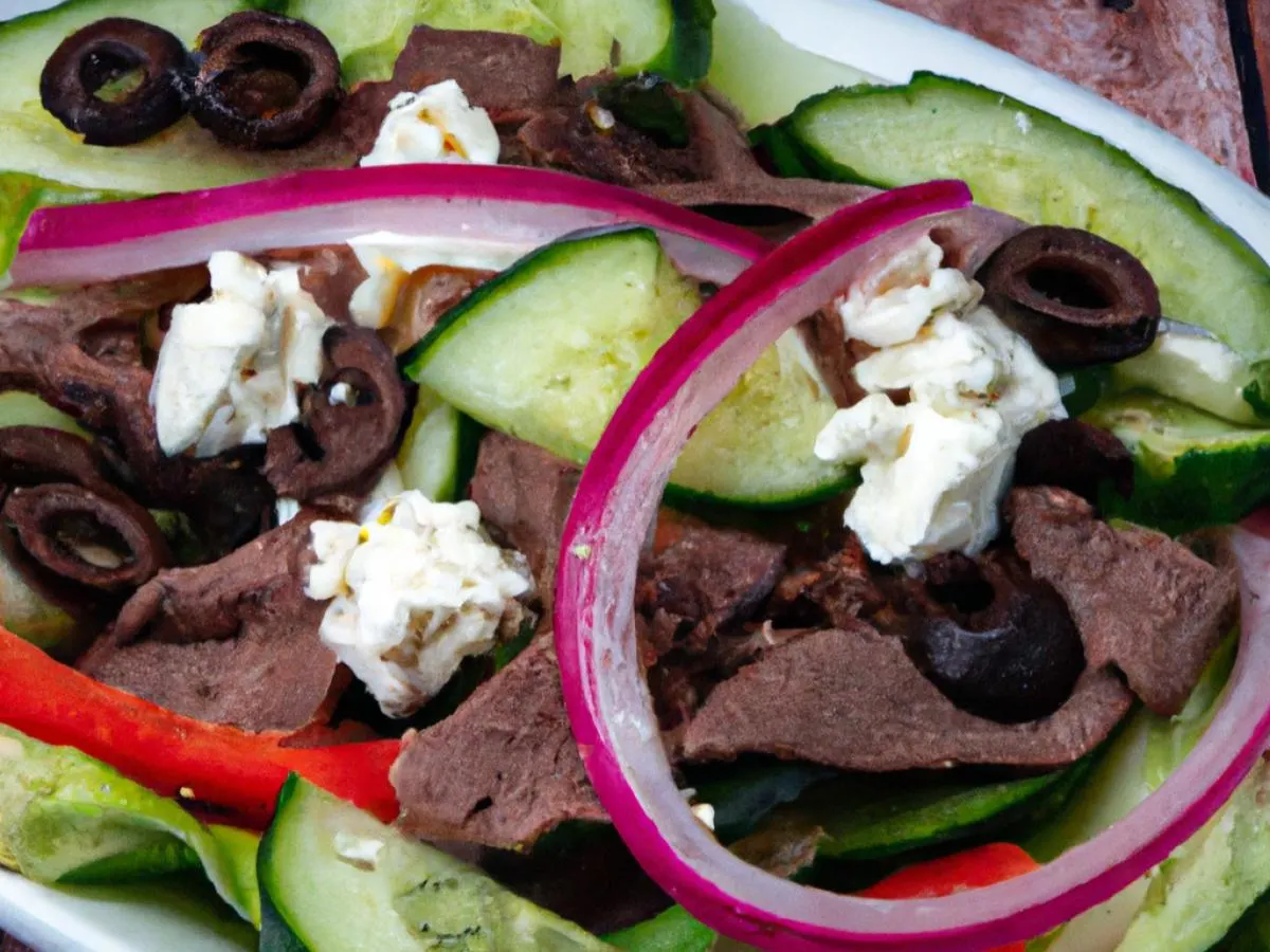 Individual Greek Salad with Lamb and Beef Gyro Meat Individual Greek Salad with Lamb and Beef Gyro Meat