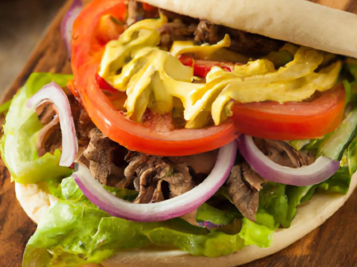 Beef Gyro Sandwich With Hummus