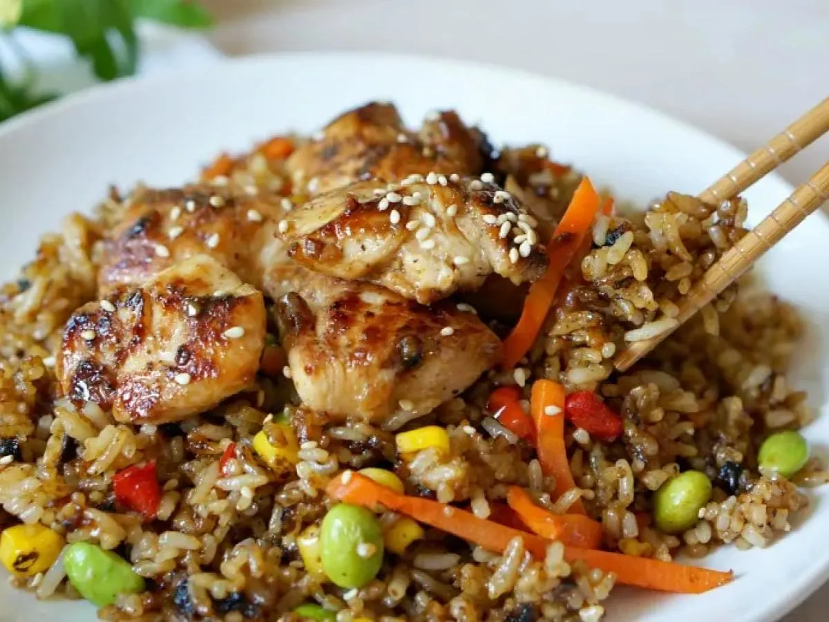Spicy Chicken Teriyaki With Fried Rice and Veggies