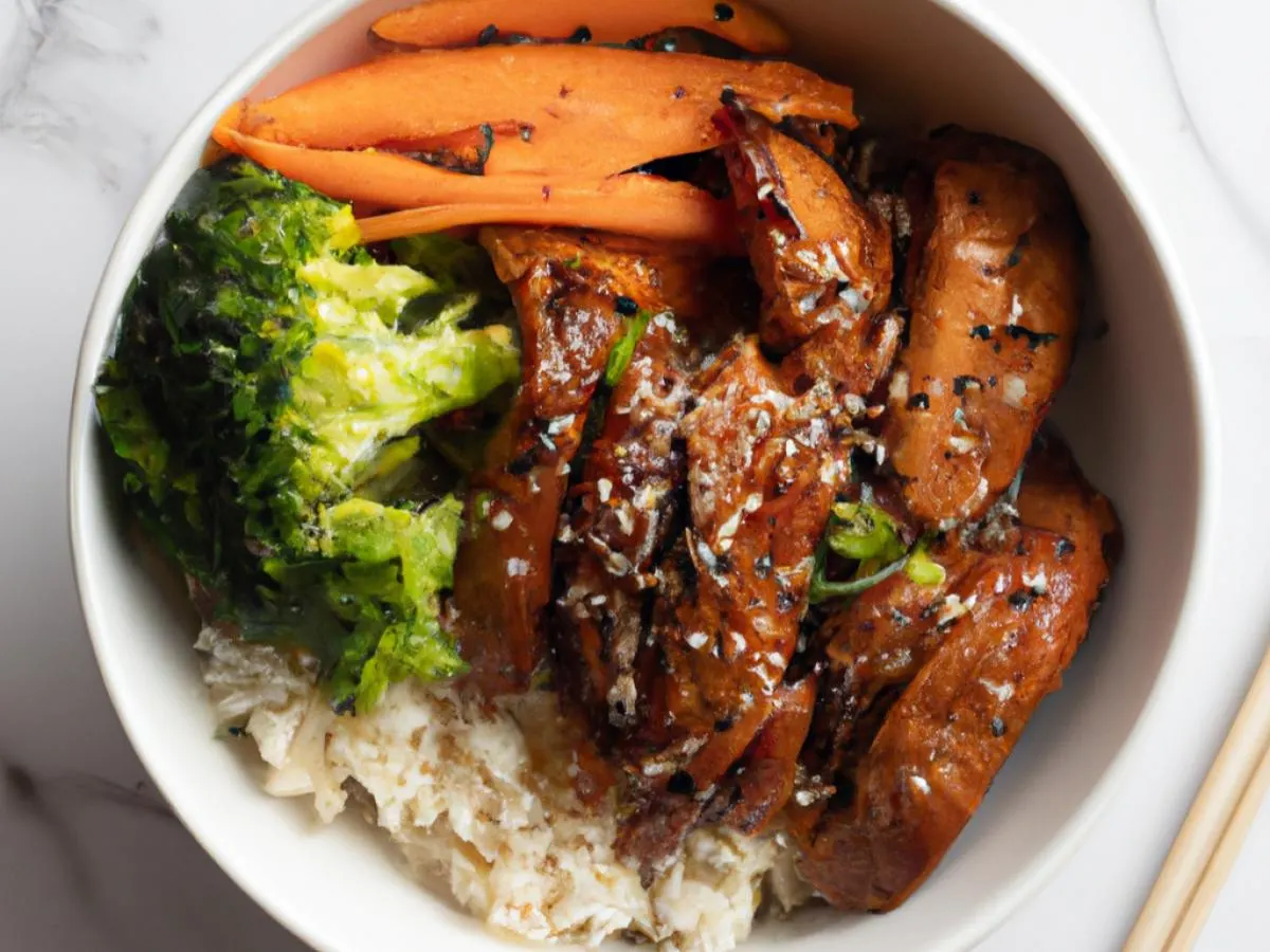 Chicken Breast Teriyaki With Brown Rice and Veggies