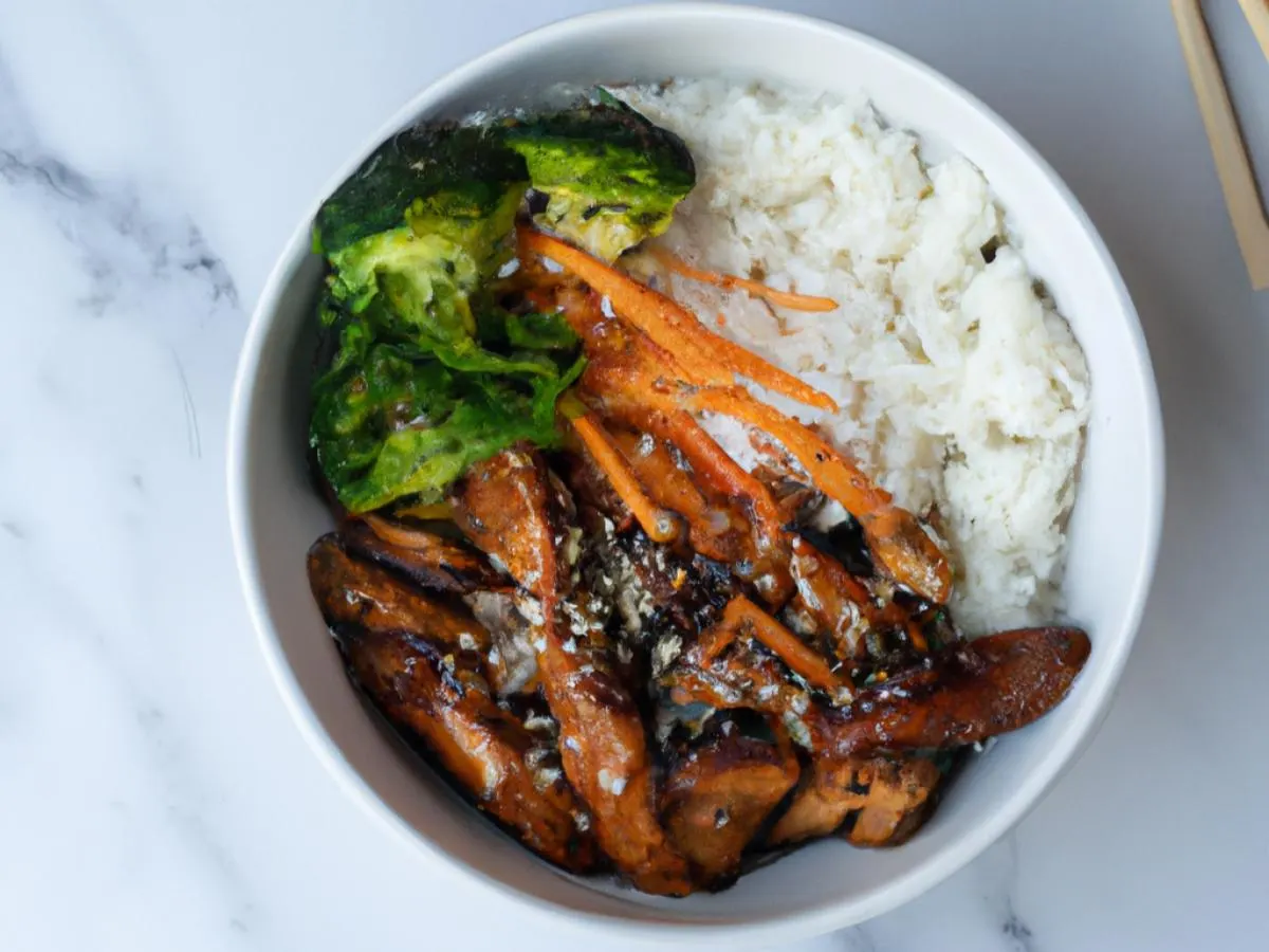 Chicken Breast Teriyaki With White Rice and Veggies