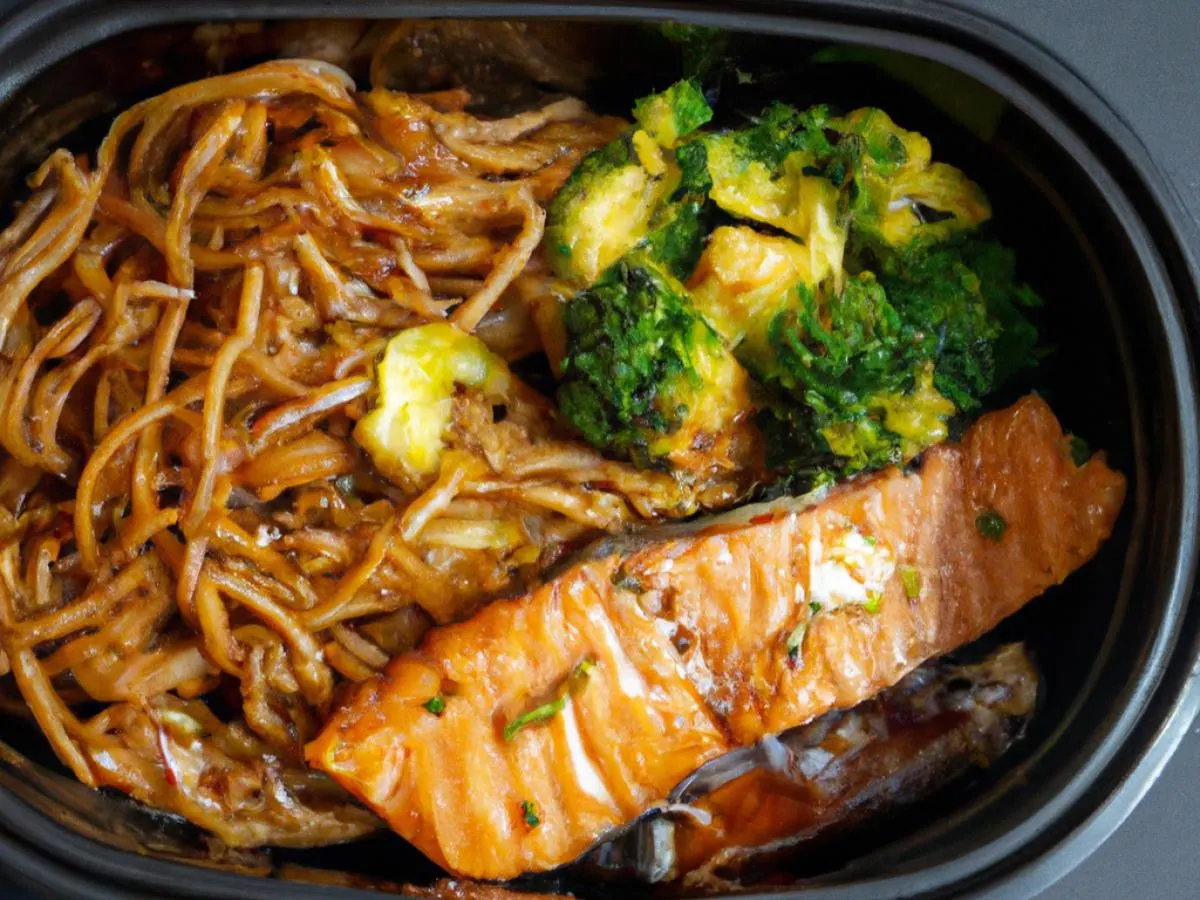 Teriyaki Salmon Yakisoba Noodles with Broccoli