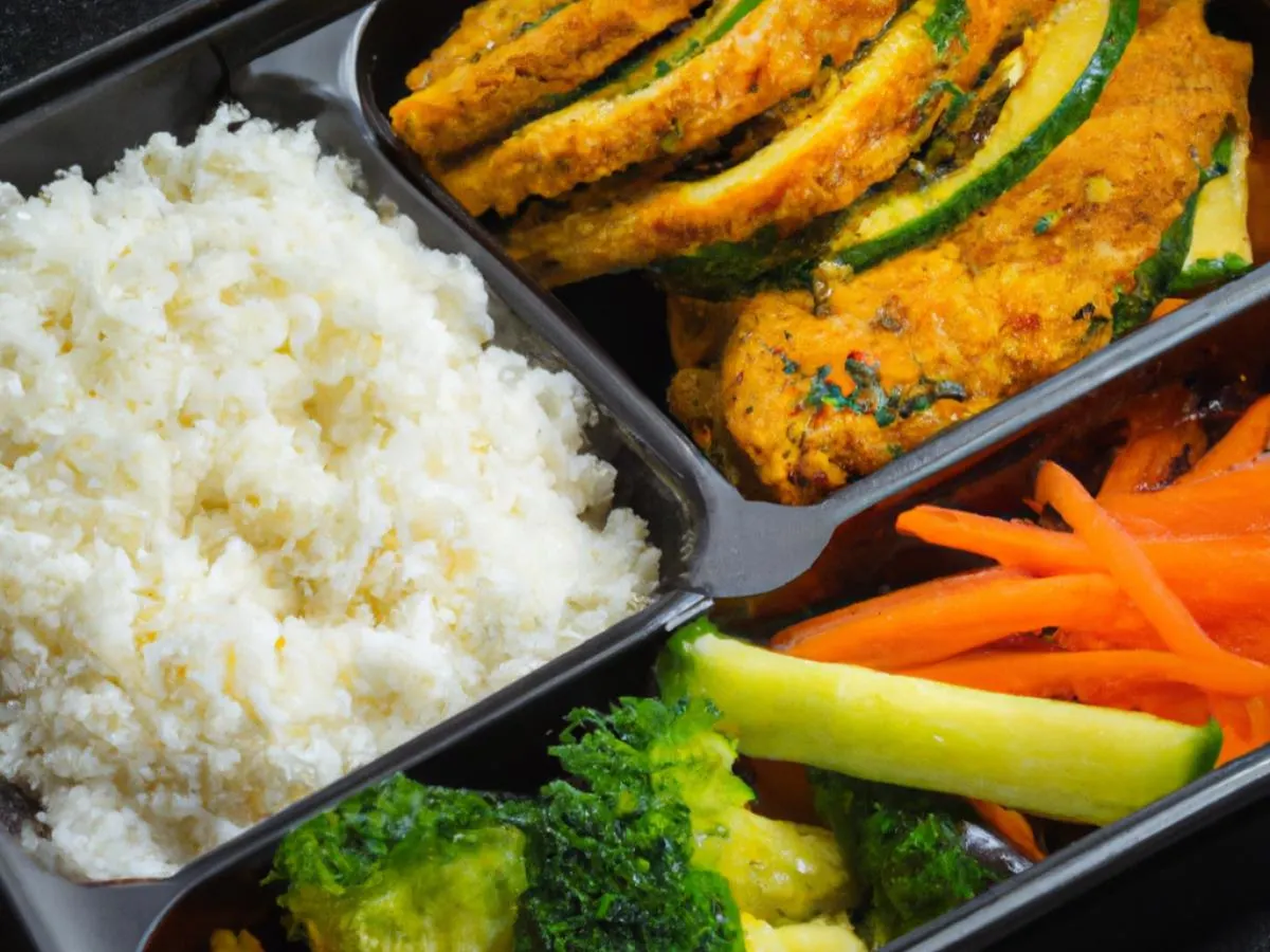 Chicken Katsu With White Rice and Veggies