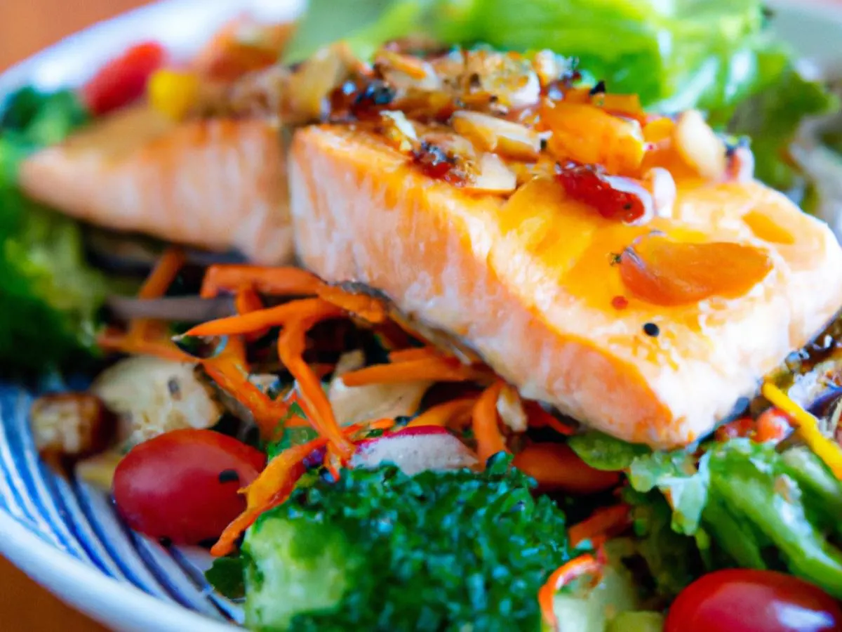 Light Carb Salmon Entree Garden Salad with Asian Vinaigrette Light Carb Salmon Entree Garden Salad with Asian Vinaigrette