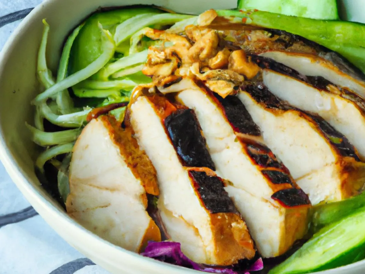 Large Grilled Chicken over Salad with Cucumber, Sweet Onion, Cabbage, Cilantro, Pickled Ginger Large Grilled Chicken over Salad with Cucumber, Sweet Onion, Cabbage, Cilantro, Pickled Ginger