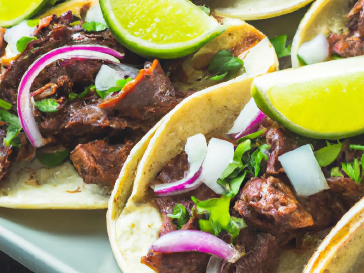 Barbacoa Tacos on Corn Tortillas with Red Cabbage Salad