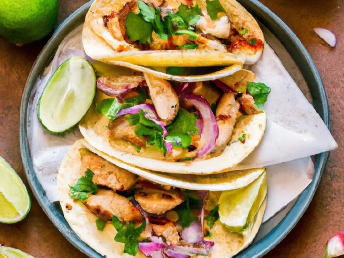Chicken Tacos on Flour Tortillas with Red Cabbage Salad