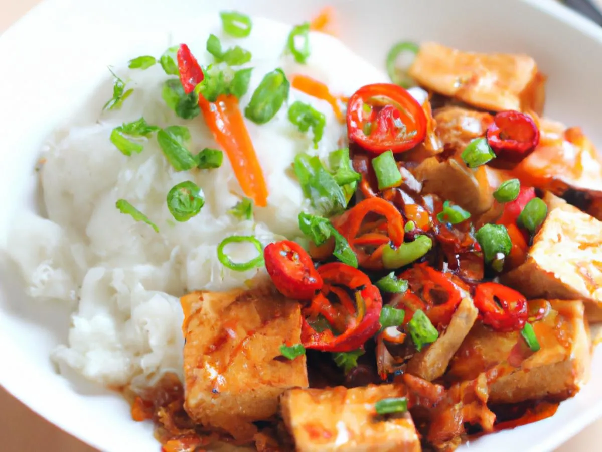 Chili Garlic Tofu with Rice Chili Garlic Tofu with Rice