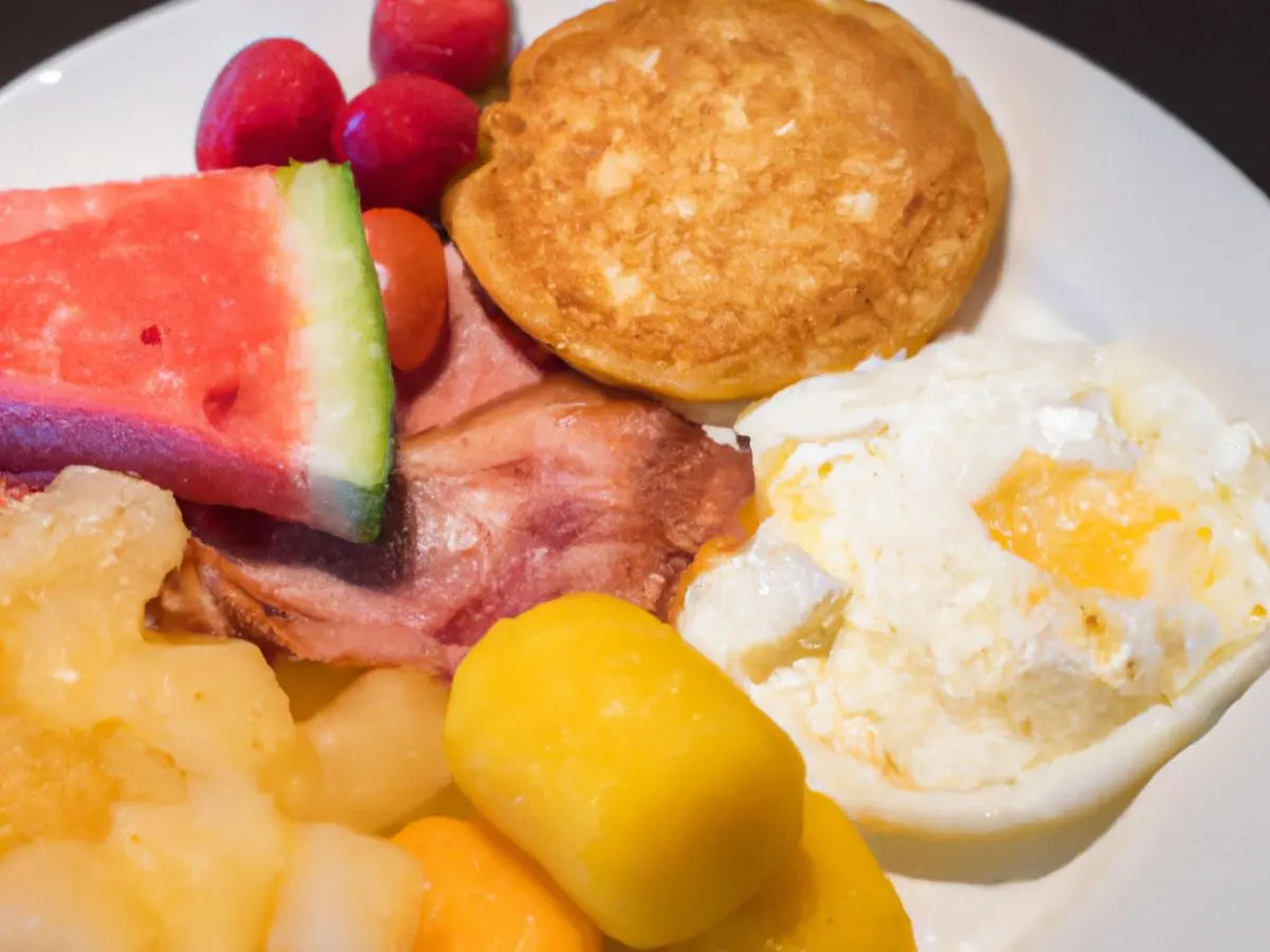 Eggs and Ham Box with Fruits and Hash